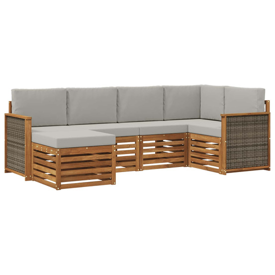 Ensemble de canapé d'angle 5 pcs naturel et gris clair
