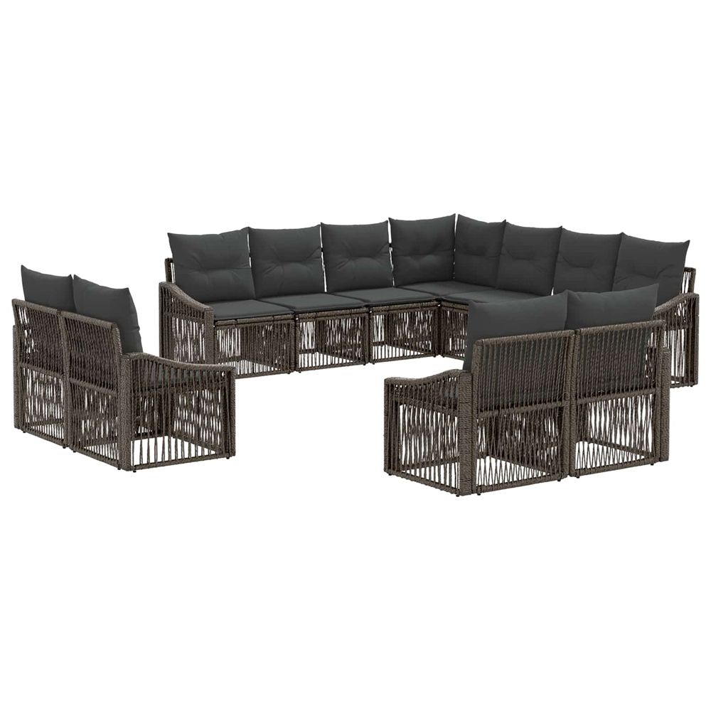 Ensemble de canapé de jardin 11 pc gris polyrotin