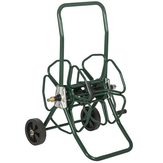 Dévidoir sur 2 roues 30 m - dévidoir métal - dévidoir chariot - enrouleur tuyau d'arrosage - métal vert