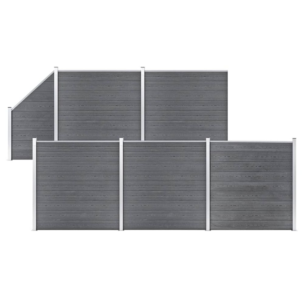 Ensemble de clôture wpc 5 carré + 1 incliné 965 x 186 cm gris