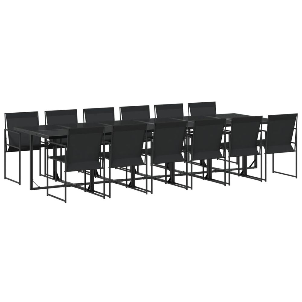 Ensemble à manger de jardin 13 pcs noir textilène