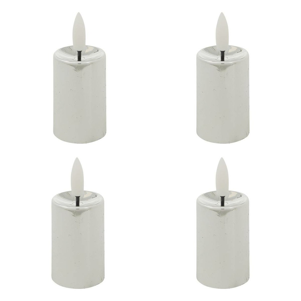 Lot de 4 bougies led votives métal argent