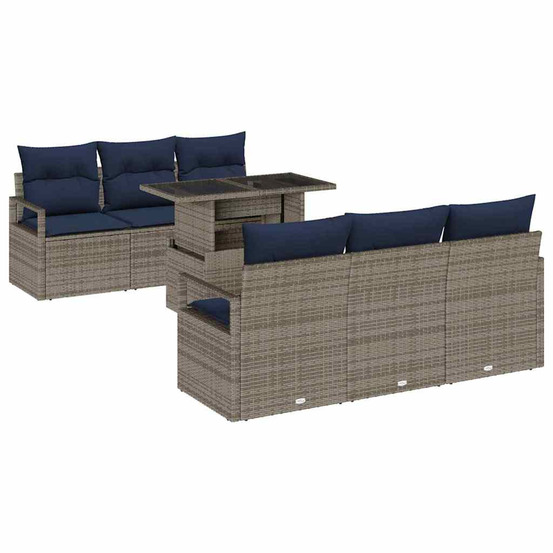 Ensemble de canapé de jardin avec stockage 7 pcs gris polyrotin