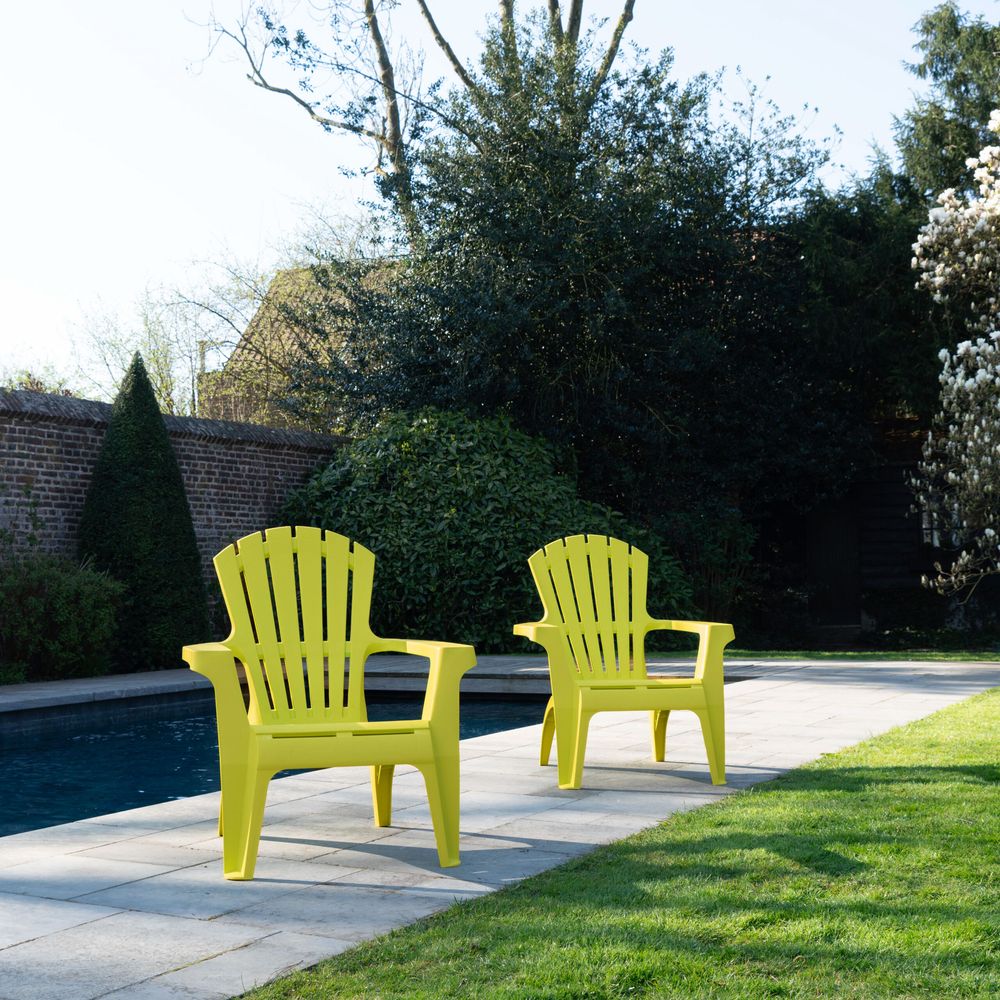 Lot de 2 fauteuils adirondack de jardin en résine empilables anis