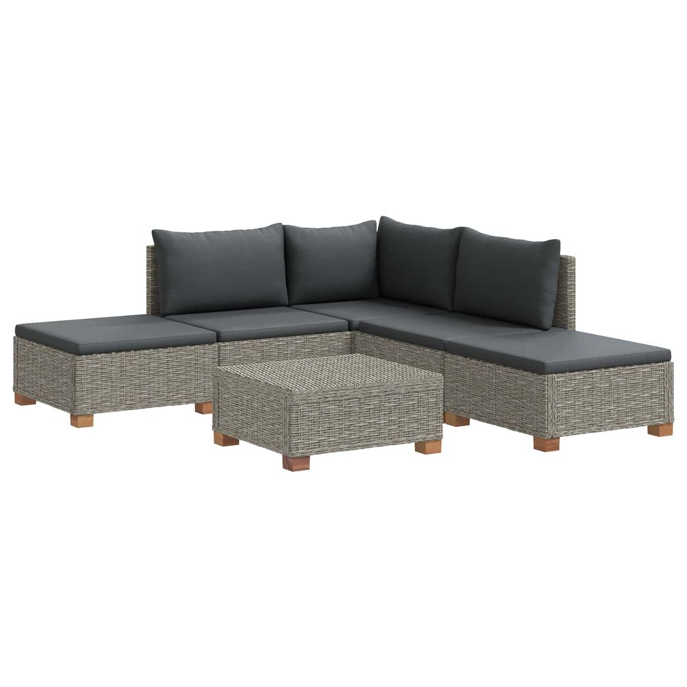 6 pc ensemble de salon en rotin avec coussins gendt gris kubu