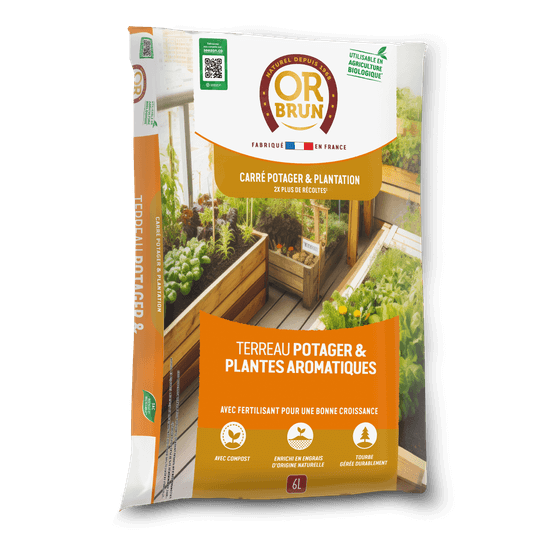 Or brun obrtaro6u -terreau potager & plantes aromatiques - 6l - croissance rapide