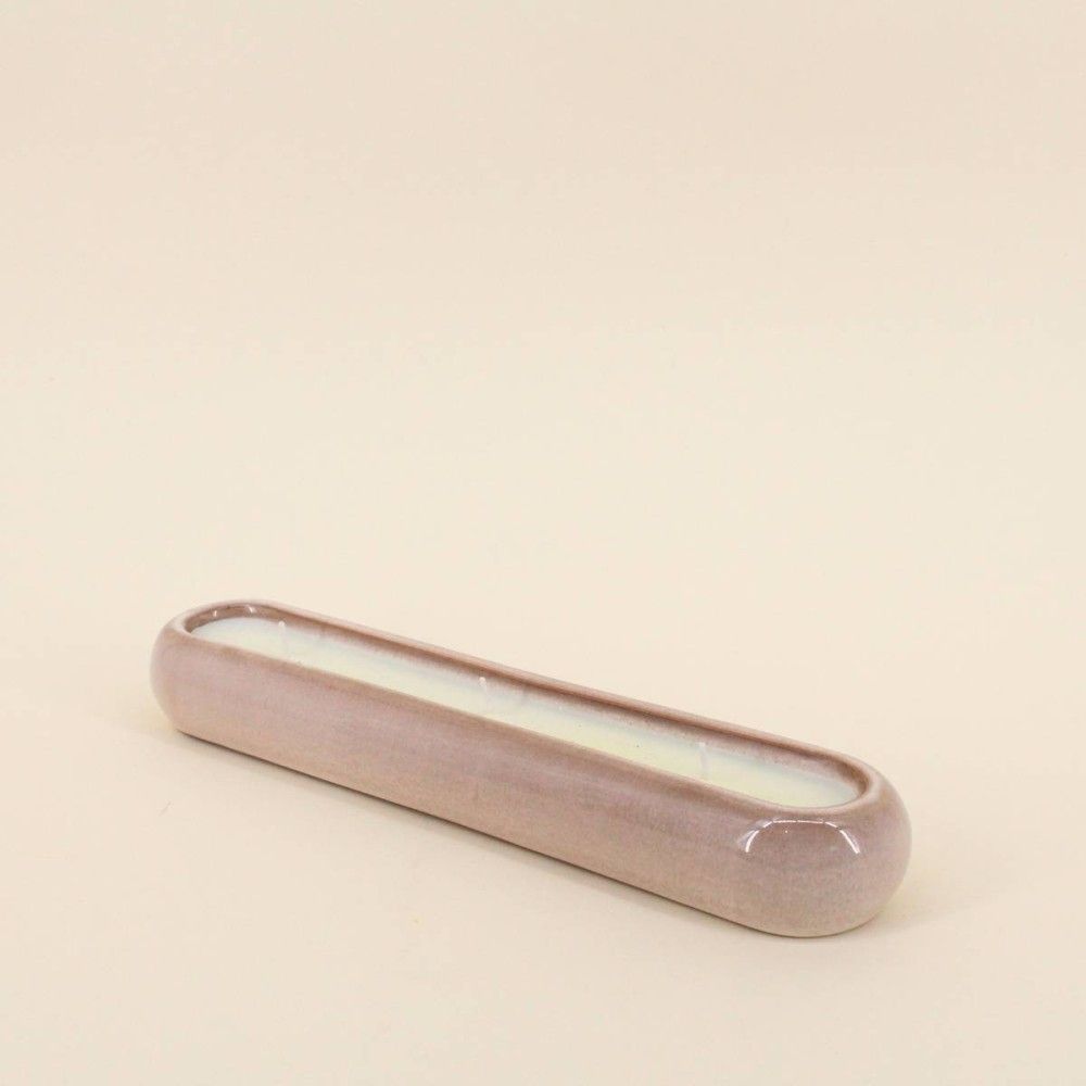 Bougie parfumée allongée en céramique beige 31cm