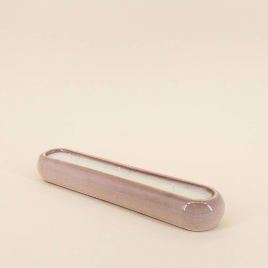 Bougie parfumée allongée en céramique beige 31cm