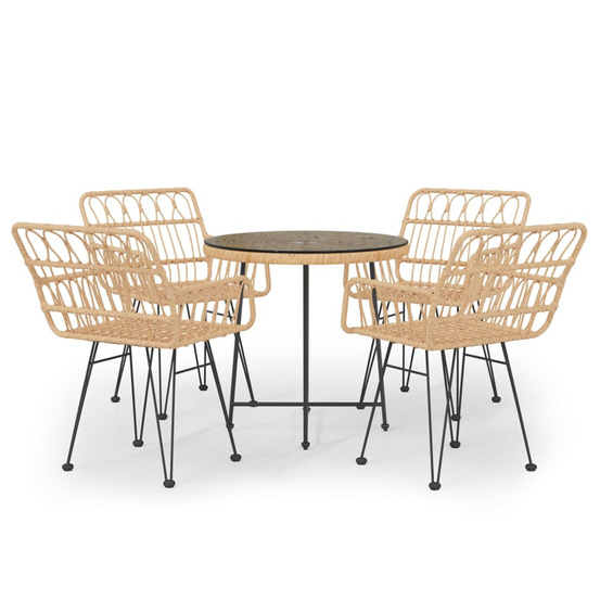 Ensemble à manger de jardin 5pcs résine tressée