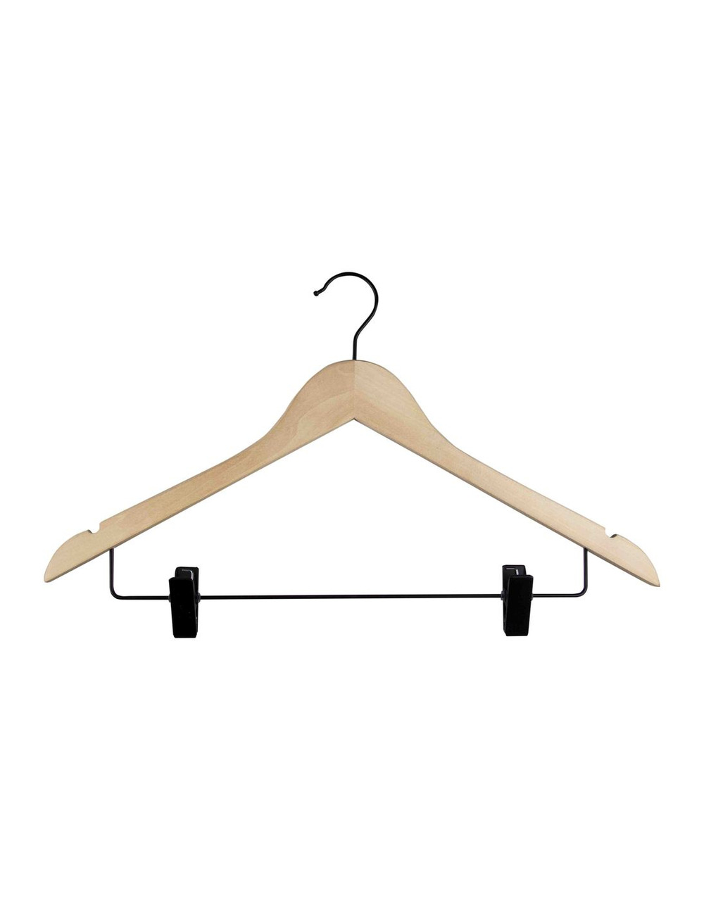 Cintre galbé combiné pinces bois verni 44 cm - mondex