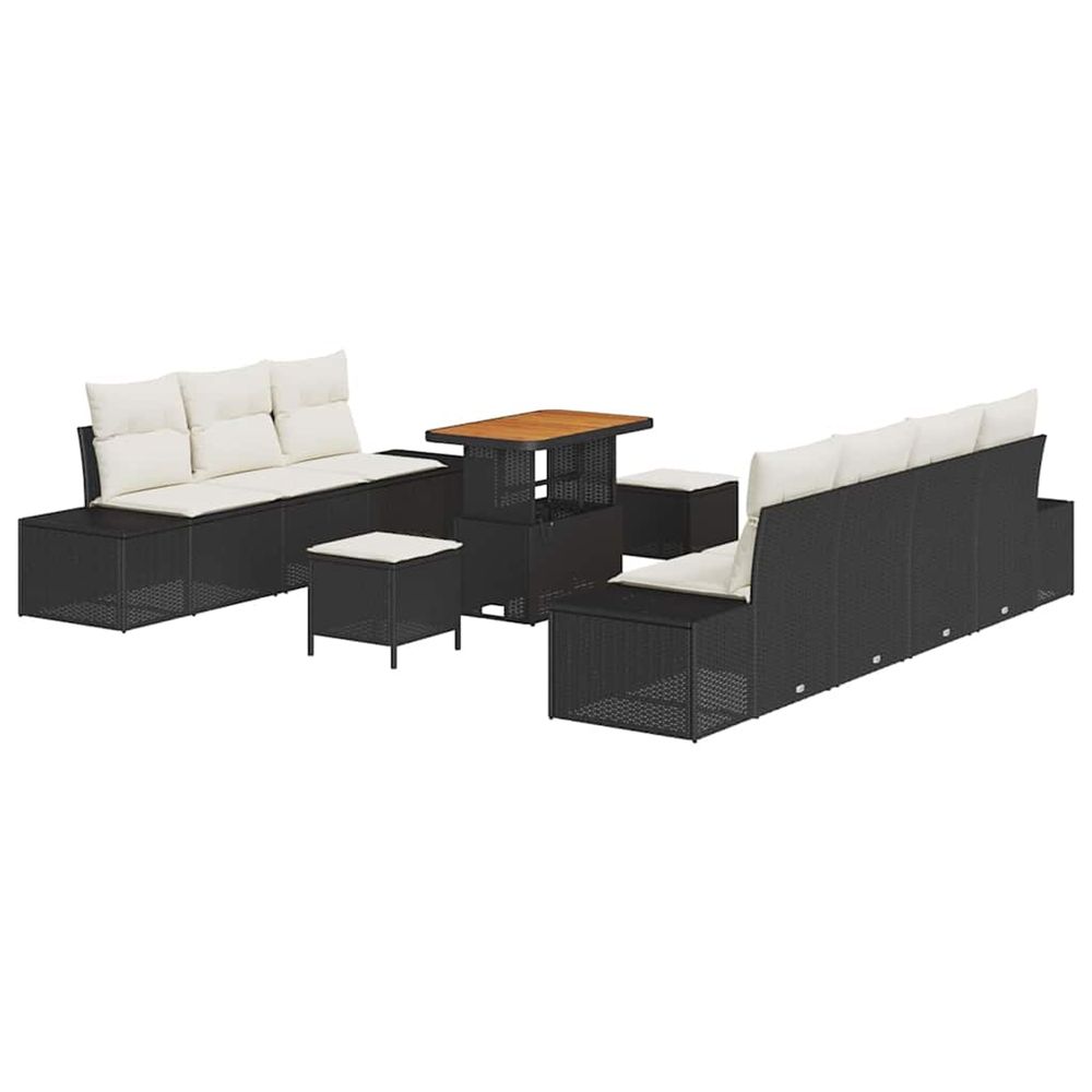 Ensemble de canapé de jardin 10 pc 9-nombre de places noir