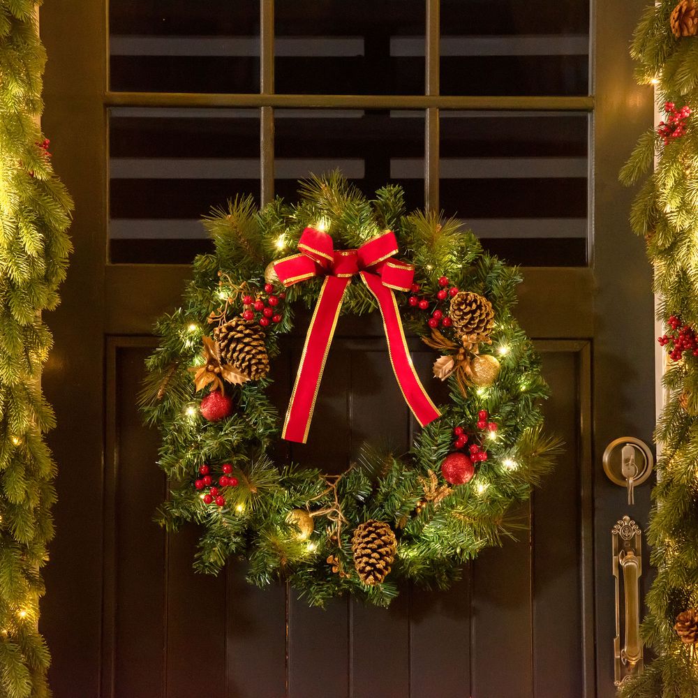 Couronne de noël artificielle en pvc vert 60 cm