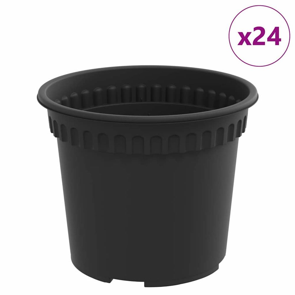 Pot à fleurs rond 24 pc noir ø 12,5 x 10 cm plastique