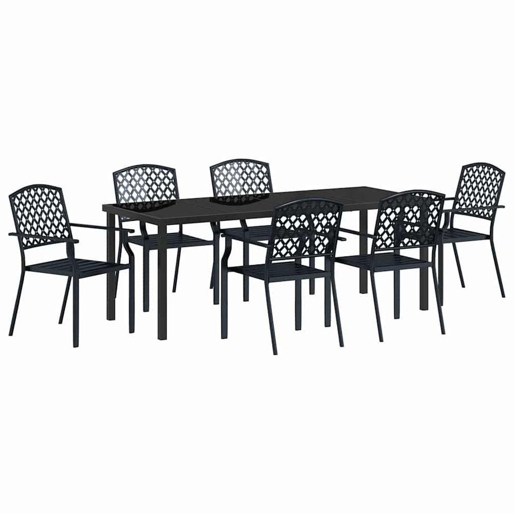 Ensemble de salle à manger pour jardin 7 pc anthracite