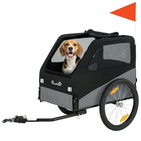 Remorque vélo chien métal excursions attache universelle pneus 20 pouces gris noir