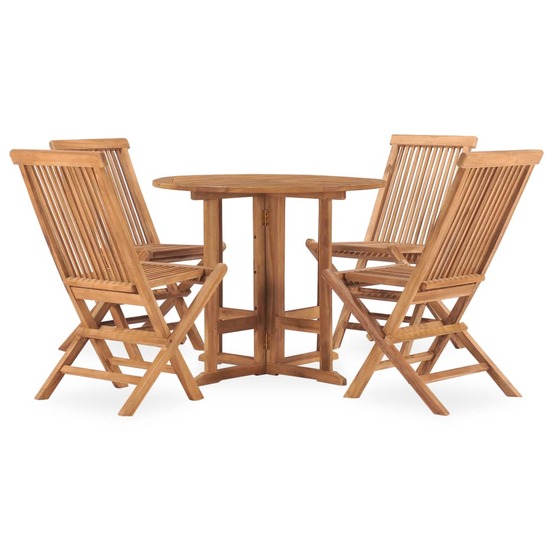 Ensemble à manger d'extérieur pliable 5 pcs bois solide de teck