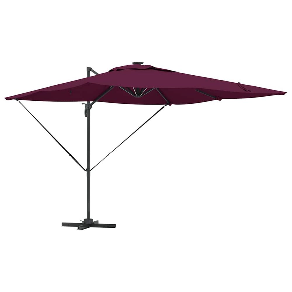 Parasol bordeaux 286 x 284 x 270 cm aluminium et polyester