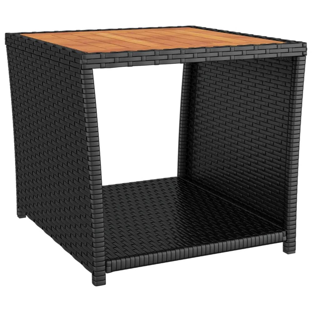 Table à thé et dessus en bois noir résine tressée acacia massif