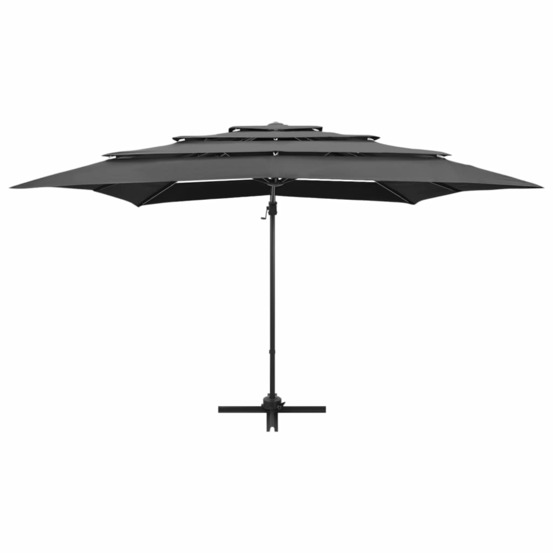 Parasol à 4 niveaux avec mât en aluminium 250 x 250 cm anthracite