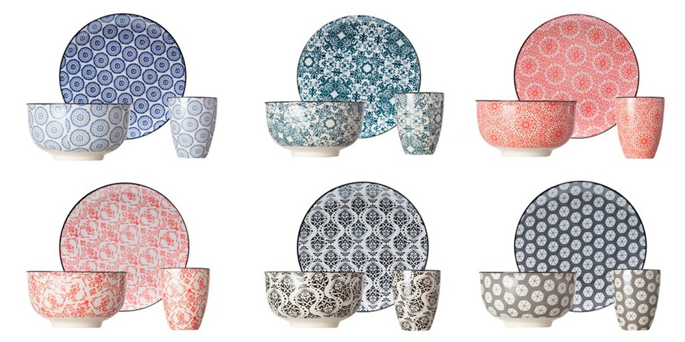 Cosy & trendy service petit déjeuner en grès, multicolore, 18 pièces