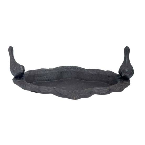 Mangeoire à oiseaux abreuvoir jardin en fonte marron 27.5cm