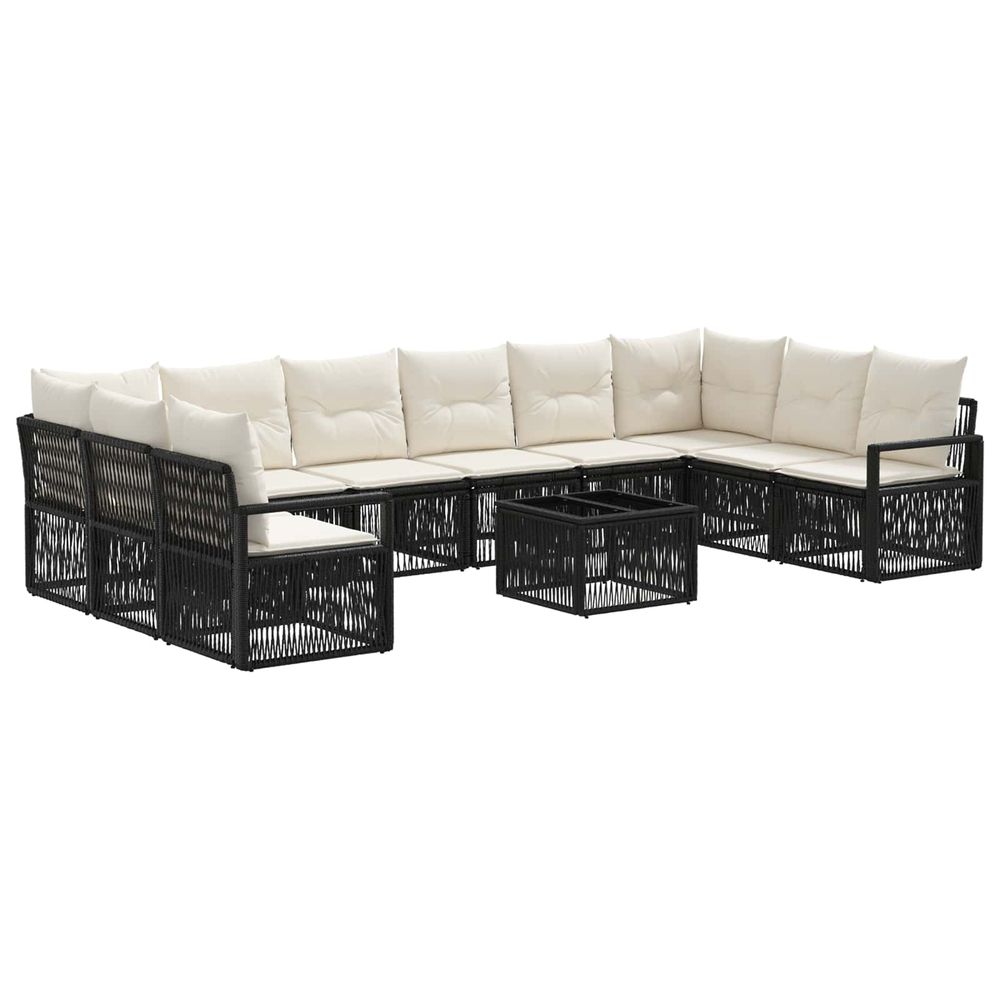 Ensemble de canapé de jardin 11 pc noir polyrotin