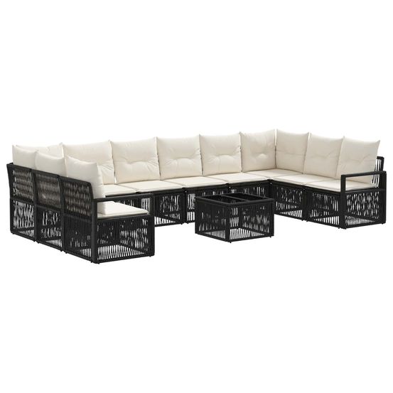 Ensemble de canapé de jardin 11 pc noir polyrotin