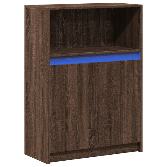 Buffet bahut commode armoire meuble de rangement organisateur cuisine salle de séjour salon avec led 72 x 34 x 100 cm bois d'