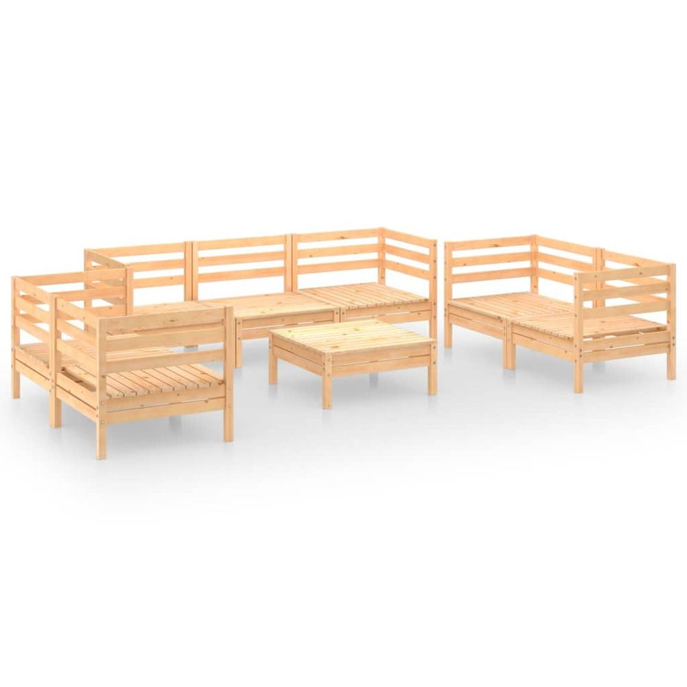 Salon de jardin 8 pcs bois de pin massif