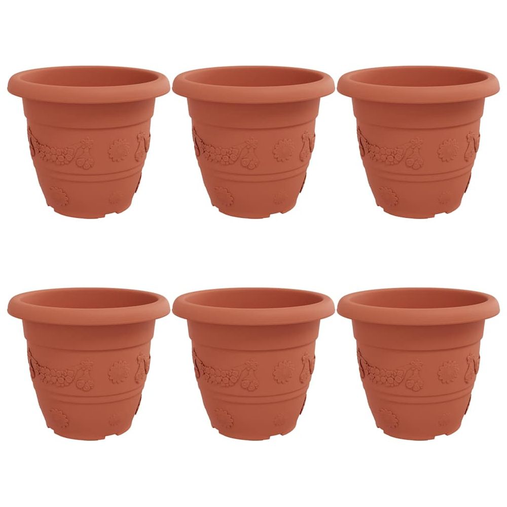 Pot à fleurs rond 6 pc rouge brique ø 34 x 28 cm plastique
