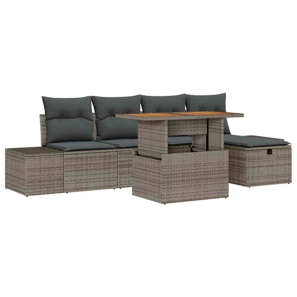 Ensemble de canapé de jardin 6 pc gris polyrotin