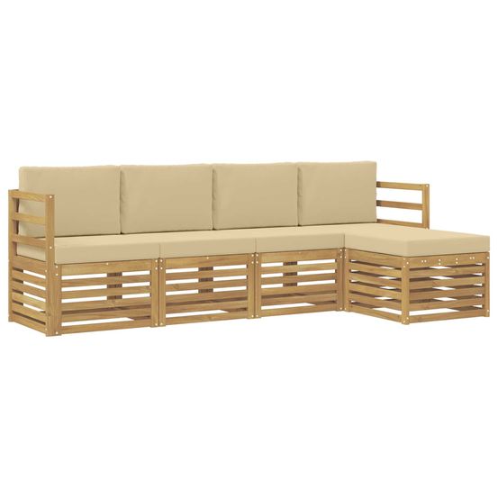 Ensemble de canapés d'extérieur 5 pc blanc et beige polyester