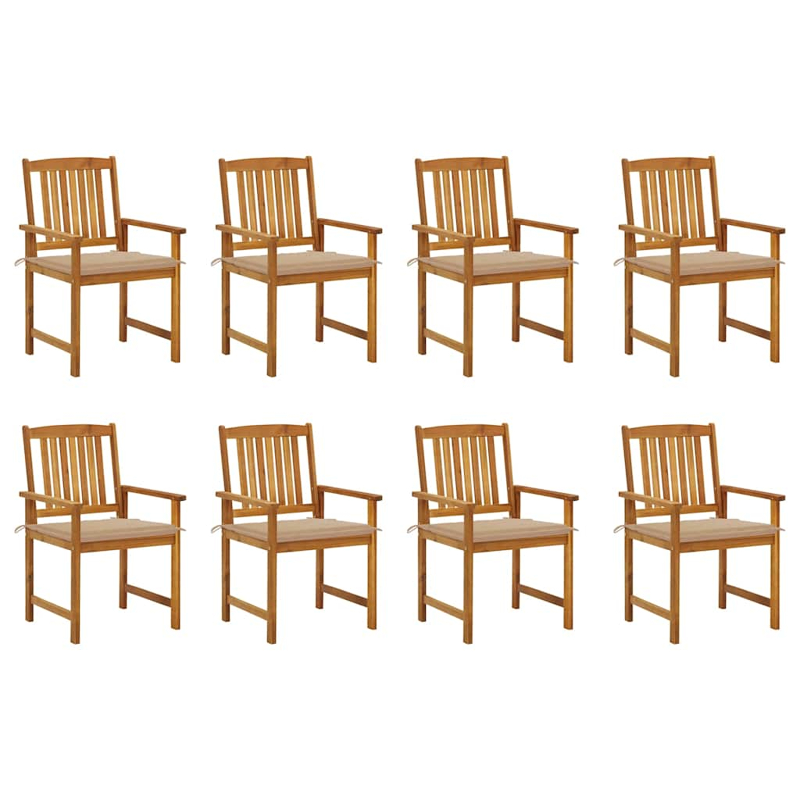 Chaises de jardin avec coussins lot de 8 bois d'acacia solide
