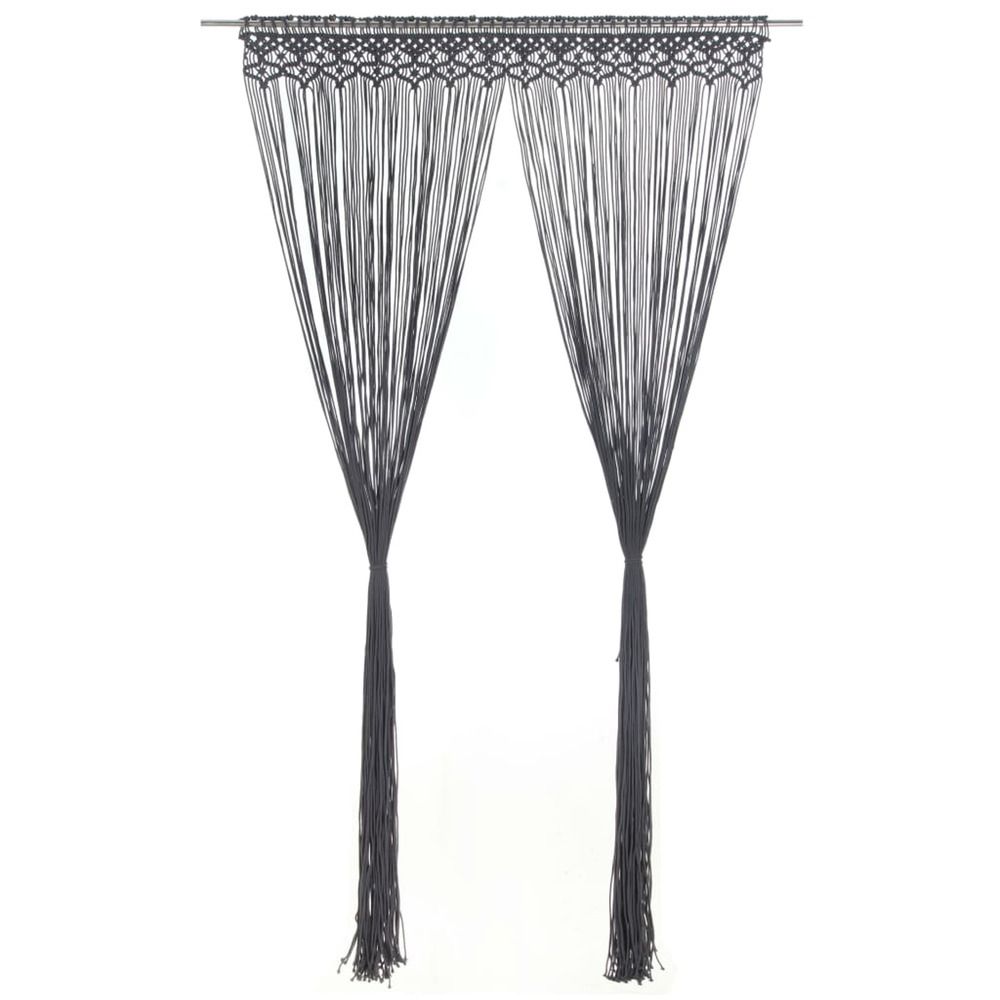 Rideau en macramé anthracite 140x240 cm coton
