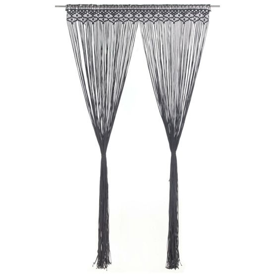 Rideau en macramé anthracite 140x240 cm coton