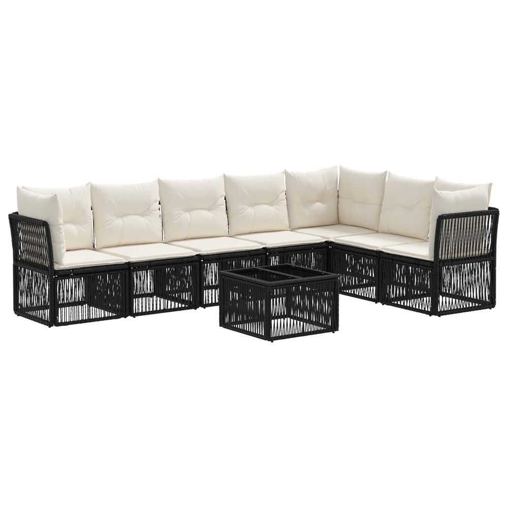 Ensemble de canapé de jardin 8 pc noir polyrotin