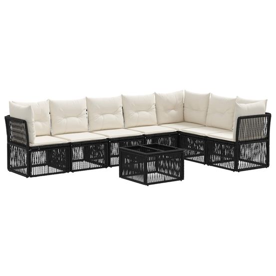 Ensemble de canapé de jardin 8 pc noir polyrotin