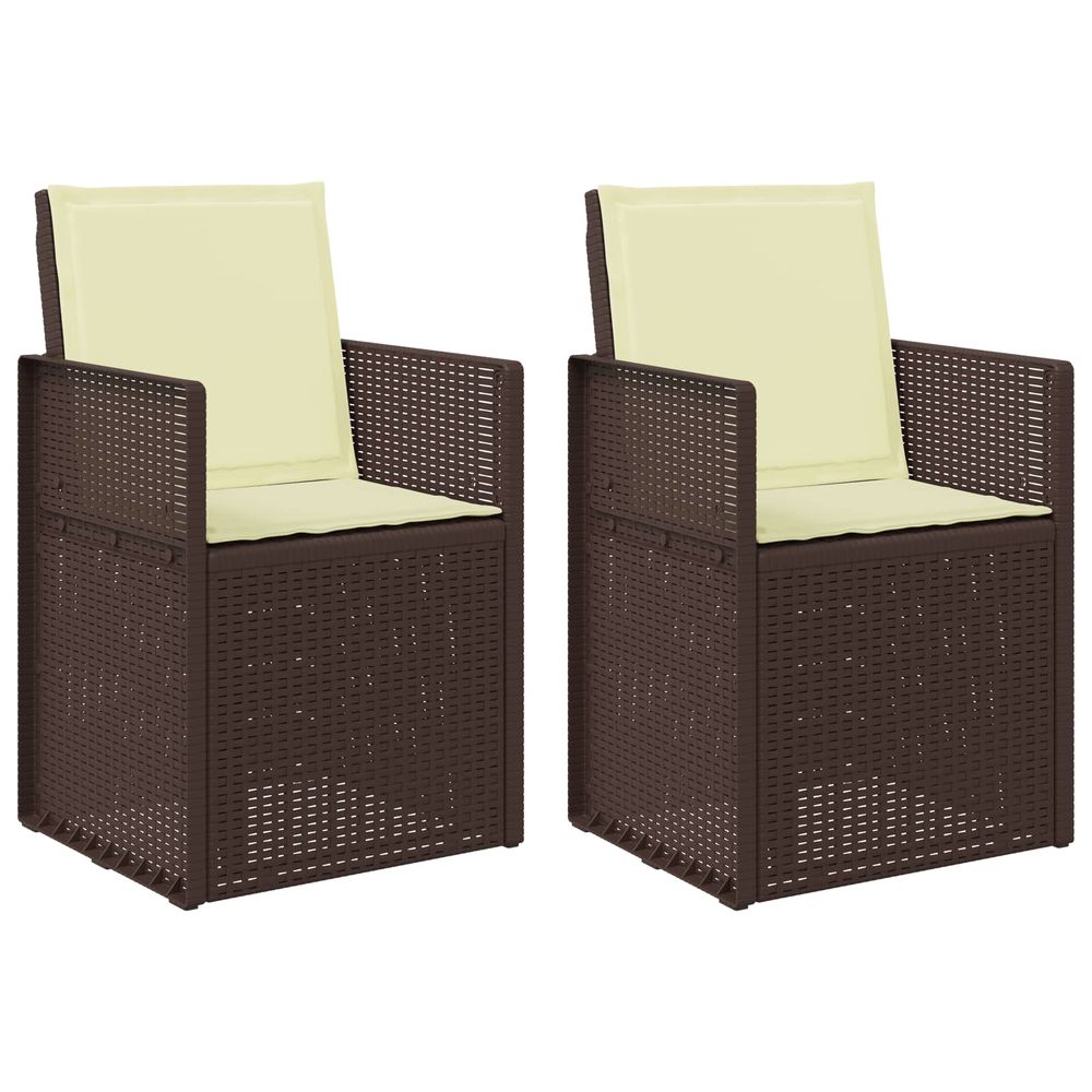 Chaises de jardin salle à manger 2 pc marron et crème pp