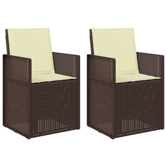 Chaises de jardin salle à manger 2 pc marron et crème pp
