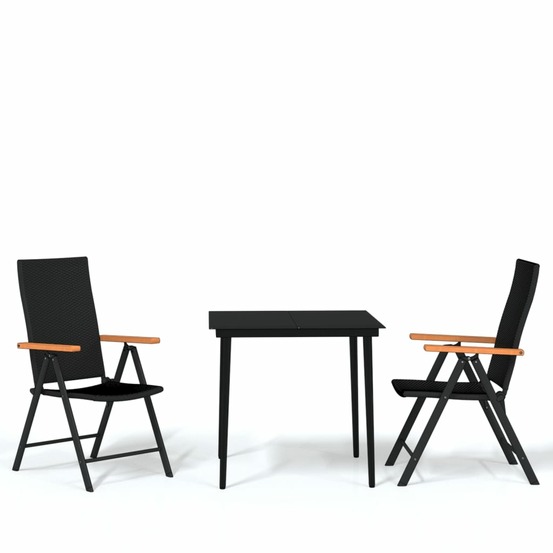 Ensemble à manger de jardin 3 pcs noir