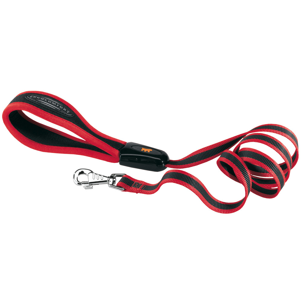 Ferplast laisse pour chien en nylon ergocomfort g15/120, poignée ergonomique, rembourrage doux, longueur 120 cm x 1,5 cm, rouge