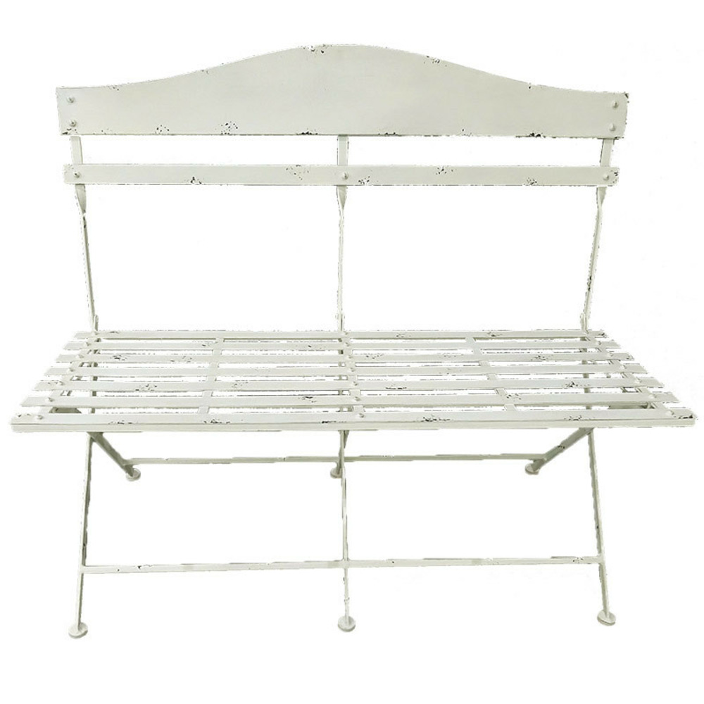 Banc de jardin fer blanc 104x55x94cm