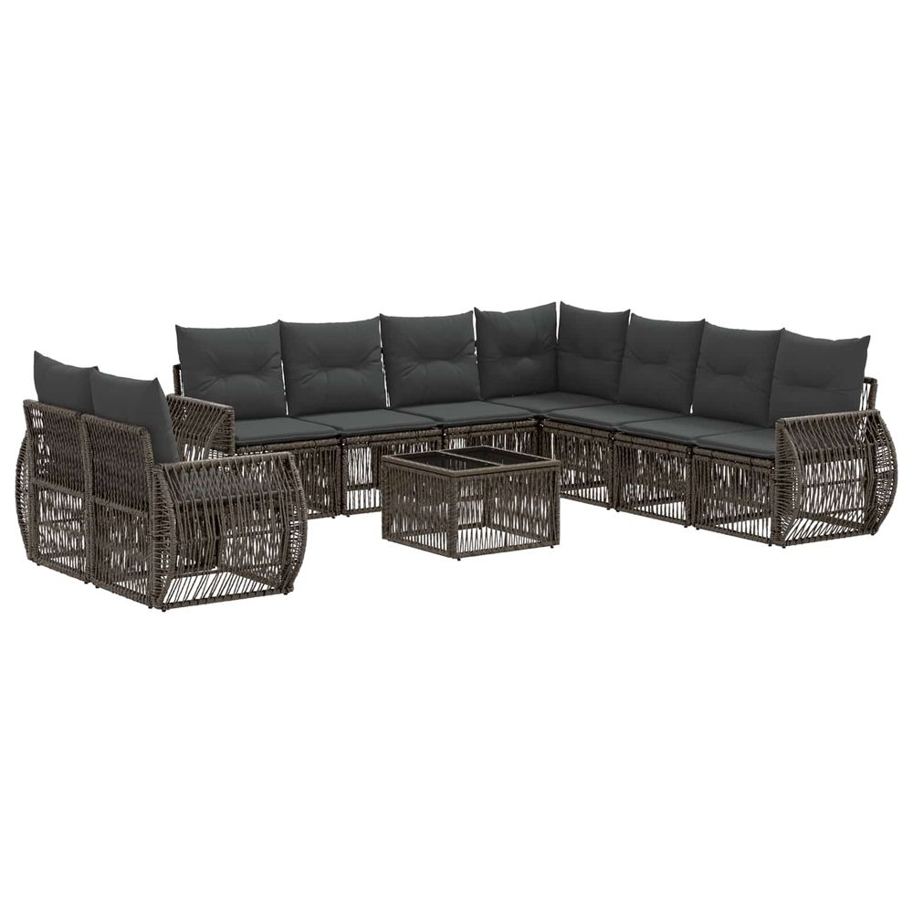 Ensemble de canapé de jardin 10 pc gris et gris foncé polyrotin