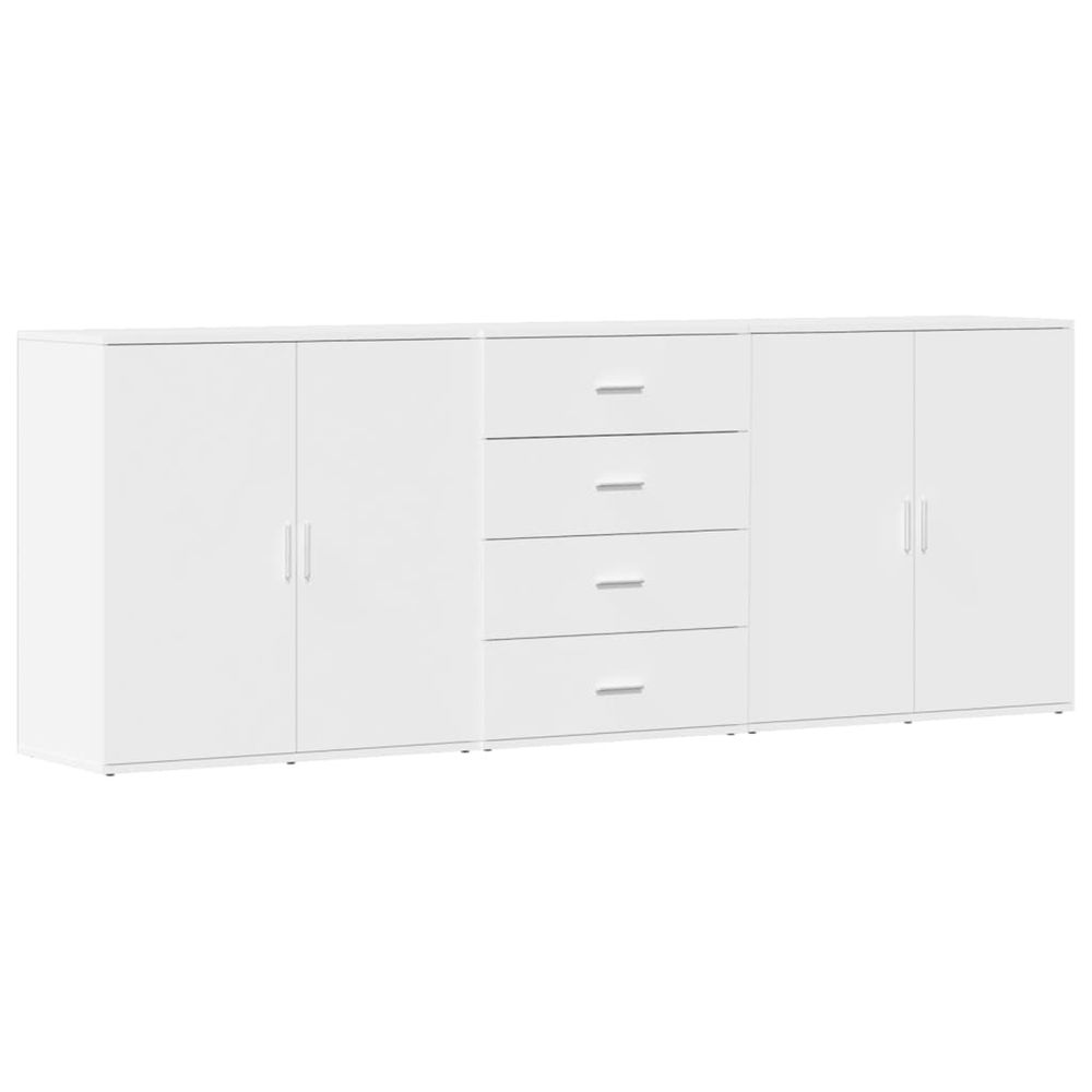 Buffets 3 pcs blanc bois d'ingénierie