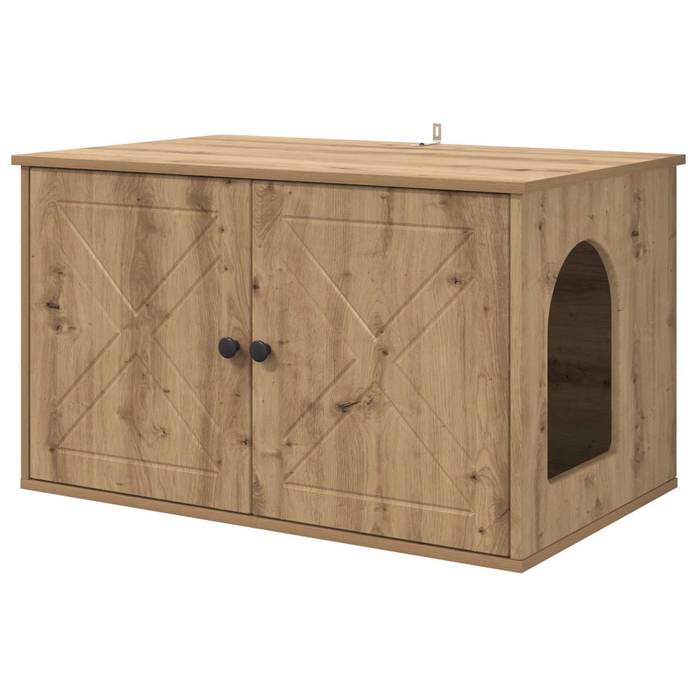 Maison pour chat chêne artisanal 85 x 55 x 50,5 cm