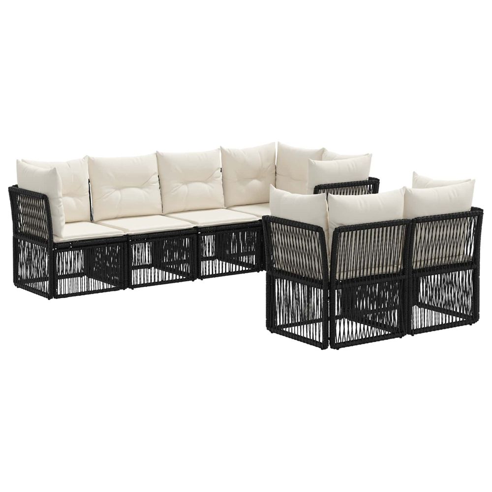 Ensemble de canapé de jardin 7 pc 7-nombre de places noir