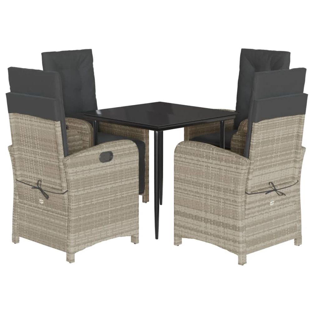 Ensemble à manger de jardin et coussins 5 pcs gris clair rotin