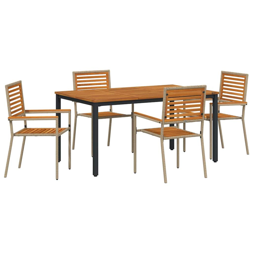 Ensemble de salle à manger pour jardin 4 pcs beige et marron