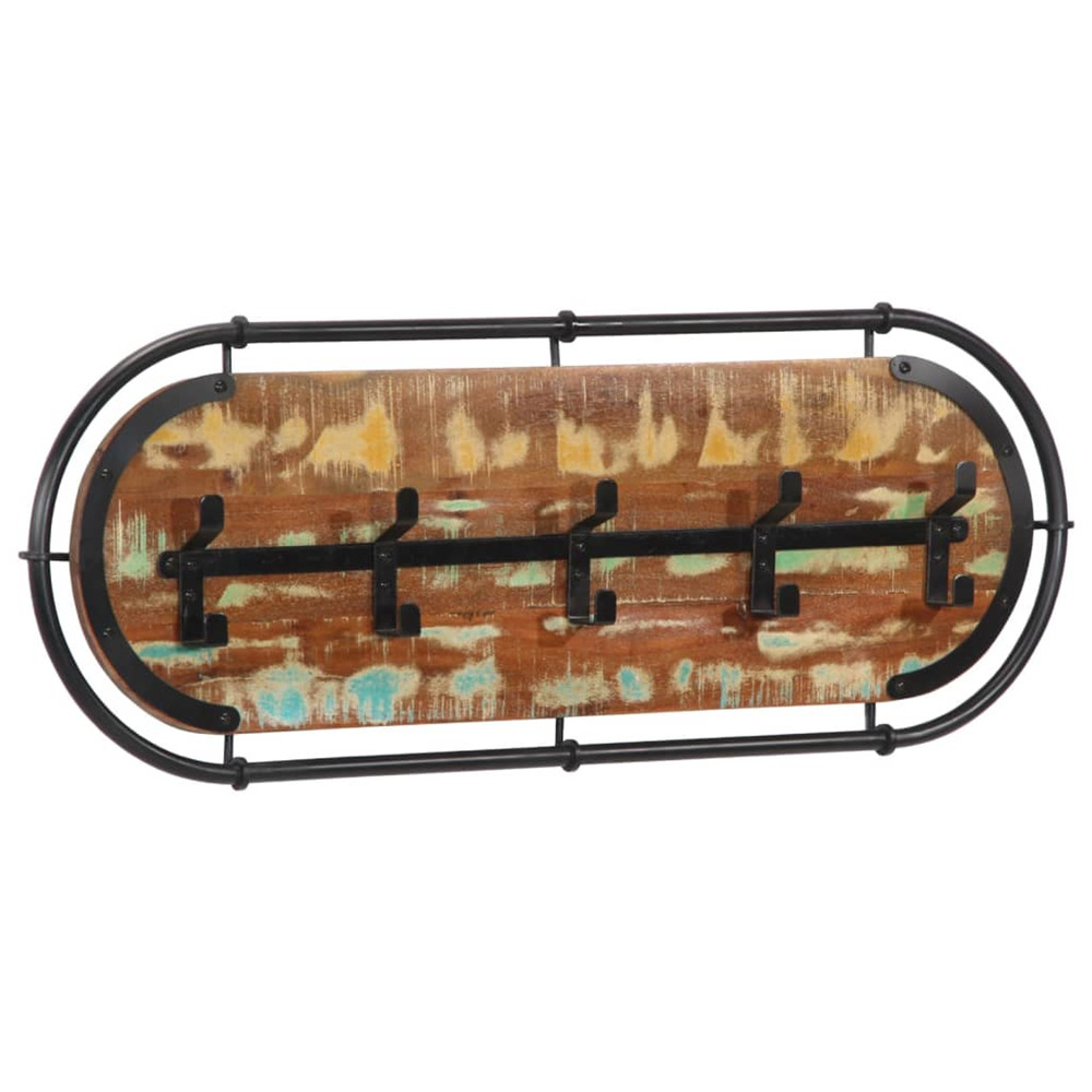 Porte-manteau mural avec 5 crochets bois massif récupéré