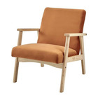 Fauteuil - chaise  en velours terracotta - pieds en bois naturel - l 63 x p 78 x h 75 cm - tulio